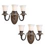 Pair of Vintage Classical Revival 3-Light Tall Wall Sconces in Cast Brass