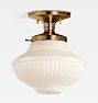Eastmoreland 4" Fitter Semi-Flush Mount, Heritage Brass - Shade 8-1/4in dia 6-1/2in ht 4in fitter opal