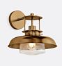 Ormandy Sconce, Heritage Brass - Schoolhouse Drum Shades 6 1/2in 3 1/4in fitter CC - CLEAR