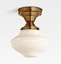 Hollywood 4" Fitter Semi-Flush Mount, Heritage Brass - Shade 8-1/4in dia 6-1/2in ht 4in fitter opal
