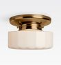 Foster 3-1/4" Fitter Flush Mount, Heritage Brass - Shade faceted drum 3-1/4in fitter cased white