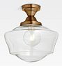 Hollywood 6" Fitter Semi-Flush Mount, Heritage Brass - Ogee Shades 16in 6in fitter Clear - Clear
