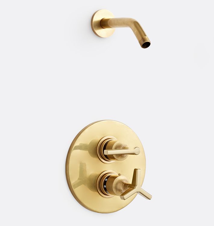 Blair Thermostatic Shower Set, Aged Brass