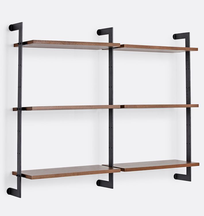 Holgate Walnut Double Modular 6-Shelf Set with 48" Rails