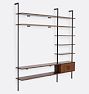 Holgate Walnut Double Modular 9-Shelf 60" Media Stand with Cabinet and OB with 96" Rails