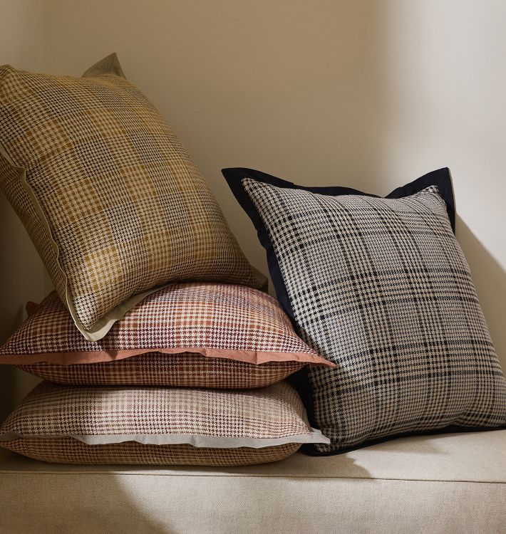 Woven Plaid Silk Pillow Cover