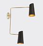 Cypress Double Swing-Arm Sconce, Brushed Satin - Oil-Rubbed Bronze Shade