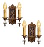 Vintage Sconce Romance Revival Double Candle Bronze Lion Motif