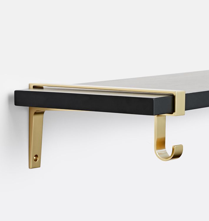 Strap Shelf Brackets, Shelf and Rod Set, Black Ash 1inx10inx24in CP
