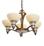 Vintage Art Deco 5-Arm Cup Shade Chrome Brass Chandelier