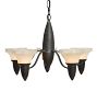 Vintage Art Deco 5-Arm Cup Shade Torpedo Body Chandelier