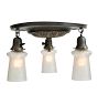 Vintage Classical Revival 3-Light Loop-to-Loop Flush Mount with Frosted Shades