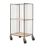 Vintage Industrial Steel Frame Rolling Rack with Plywood Shelving