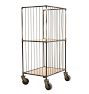 Vintage Industrial Two-Tier Steel Frame Rolling Rack with Plywood Shelving