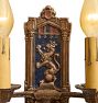 Vintage Romance Revival Bronze Double-Candle Sconce with Lion Motif Backplate