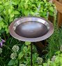Antiqued Copper Birdbath With Perching Rim