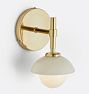 Greenwich Sconce, Lacquered Brass - Opal Glass Bowl Shade
