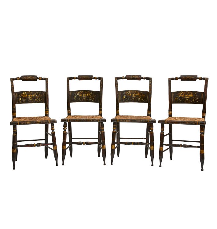 Vintage Set of Hitchcock-Style Painted Dining Chairs Rejuvenation