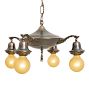 Vintage Classical Revival 4-Light Chandelier with Yellow Shades