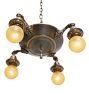 Vintage Classical Revival 4-Light Chandelier with Yellow Shades
