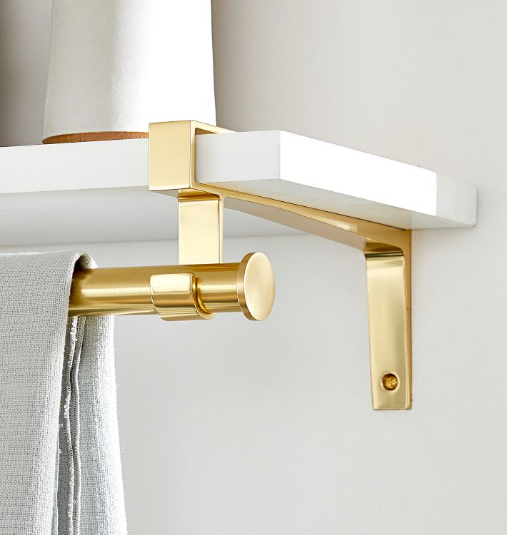 Brass Strap Shelf Brackets Set with Shelf