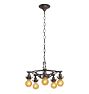 Vintage Classical Revival 5 Light Barebulb Chandelier with Cast Base and Faceted Crystal Finial
