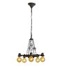 Vintage Gothic Romance Revival 5 Light Barebulb Chandelier with Dark Hammered Finish