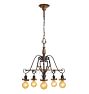 Vintage 5 Arm Bare Bulb Chandelier Classical Revival w Crystals