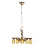 Vintage Classical Revival 5 Light Bare Bulb Chandelier with Handpainted Florals