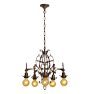 Ornate Vintage Romance Revival 5 Light Chandelier with Hammered Texture and Copper Finish