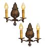 Pair of Vintage Double Arm Wall Sconces Romance Revival Hammered Texture
