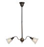 Incredible Vintage Victorian 2 Arm Chandelier with Raised Swag Motif on Bodt and Acid Etched Shades