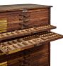 Antique Wooden Industrial Printers Type Cabinet  by Hamilton Mfg Co with 33 Drawers and offset pulls