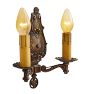 Pair of Vintage Double Arm Wall Sconces Romance Revival Hammered Texture