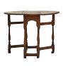 Small Vintage Traditional Oval Wood Table with Single-Drawer and Drop Leaf