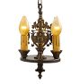 Sweet Vintage Classical Revival Pendant 3 Light Candles with Bird &amp; Botanical Motif