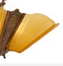Vintage 5 Light Art Deco Chandelier with Cast Body and Amber Etched Glass Slipper Shades