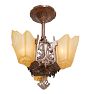Vintage Art Deco 3-Light Chandelier with Slipper Shade