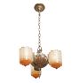 Vintage Art Deco 3-Light Chandelier with Slipper Shades