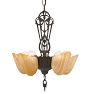 Vintage Art Deco 5-Light Chandelier with Slipper Shade