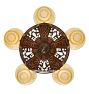 Vintage Art Deco Chandelier Cast Brass Bosy with 5 Lights Etched Amber Glass Shades