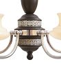 Vintage Art Deco Streamline 5 Arm Chandelier in Mixed Finish with Opal Glass Cup Shades