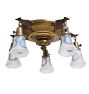 Vintage Classical Revival 5 light Pan Flush Mount with Handpainted Floral Glass Shades