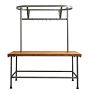 Vintage Industrial Kitchen Island with Butcher Block Top and Pot Rack