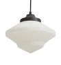 Vintage Mid-Century Modern Pendant with Original 14" Opalescent Glass Schoolhouse Shade