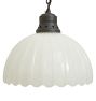 Vintage Traditional Chain Pendant and Large Opal Glass Dome Shade with Scalloped Edge