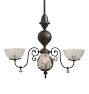Voluminous Vintage Victorian 4 Light Chandelier 2x2 Gas Electric with Acid Etched Glass Shades