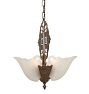 Striking Vintage Art Deco Chandelier with Cast Body and Etched Slipper Shades 3 Light