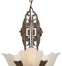Striking Vintage Art Deco Chandelier with Cast Body and Etched Slipper Shades 3 Light