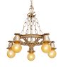 Vintage Classical Revival 5 Light Barebulb Chandelier with Cast Base